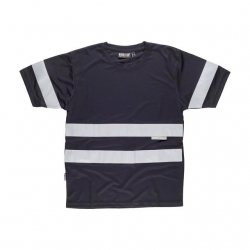 T-Shirt Manga Curta Com Fitas Refletoras 100% Poliéster - WORKTEAM