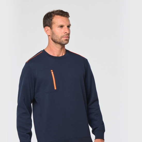 Sweat Bicolor Com Bolso Poliéster/Algodão 300Gr
