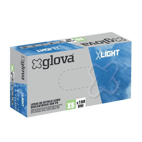 Caixa 100 Luvas Nitrilo XLight - GLOVA Caixa 100 Luvas Nitrilo XLight - GLOVA