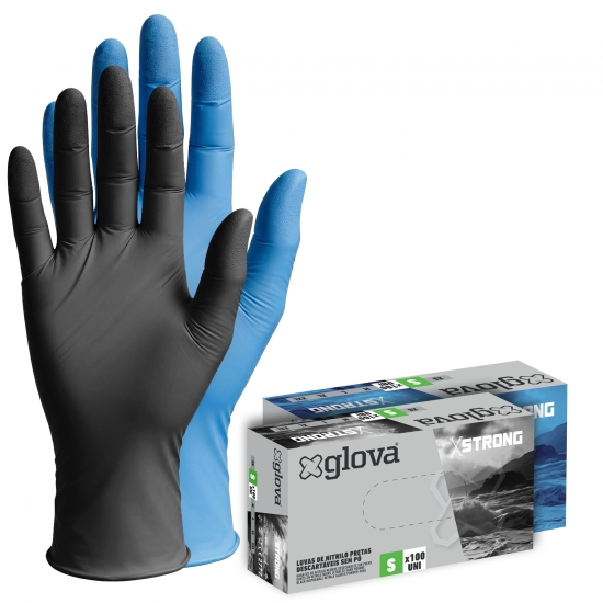 Caixa 100 Luvas Nitrilo XStrong - GLOVA