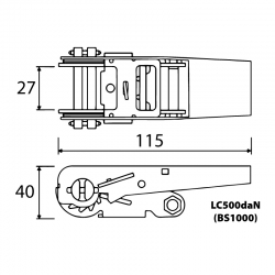 Roquete Com Cinta 25mm 5m Gancho Fechado - FIELD