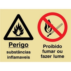 Sinal composto duplo, perigo substâncias inflamáveis e proibido fumar ou fazer lume - FIELD